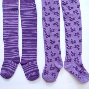 Me Too Girls Tights Size 3T 92 98 Purple Dots Stripes Danish Design Cotton Blend